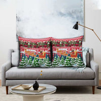 Guinea Bissau Christmas Pillow Cover with Santa Sleigh Reindeer Forest and National Flag Design - Wonder Print Shop