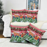 Guinea Bissau Christmas Pillow Cover with Santa Sleigh Reindeer Forest and National Flag Design - Wonder Print Shop
