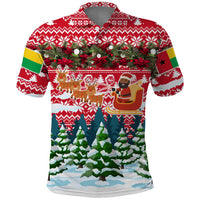 Guinea Bissau Christmas Polo Shirt with Santa Sleigh Reindeer Forest and National Flag Design - Wonder Print Shop