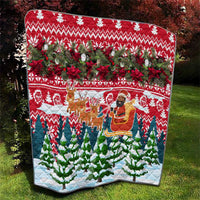 Guinea Bissau Christmas Quilt with Santa Sleigh Reindeer Forest and National Flag Design - Wonder Print Shop