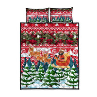 Guinea Bissau Christmas Quilt Bed Set with Santa Sleigh Reindeer Forest and National Flag Design - Wonder Print Shop