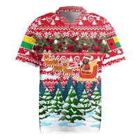 Guinea Bissau Christmas Rugby Jersey with Santa Sleigh Reindeer Forest and National Flag Design - Wonder Print Shop
