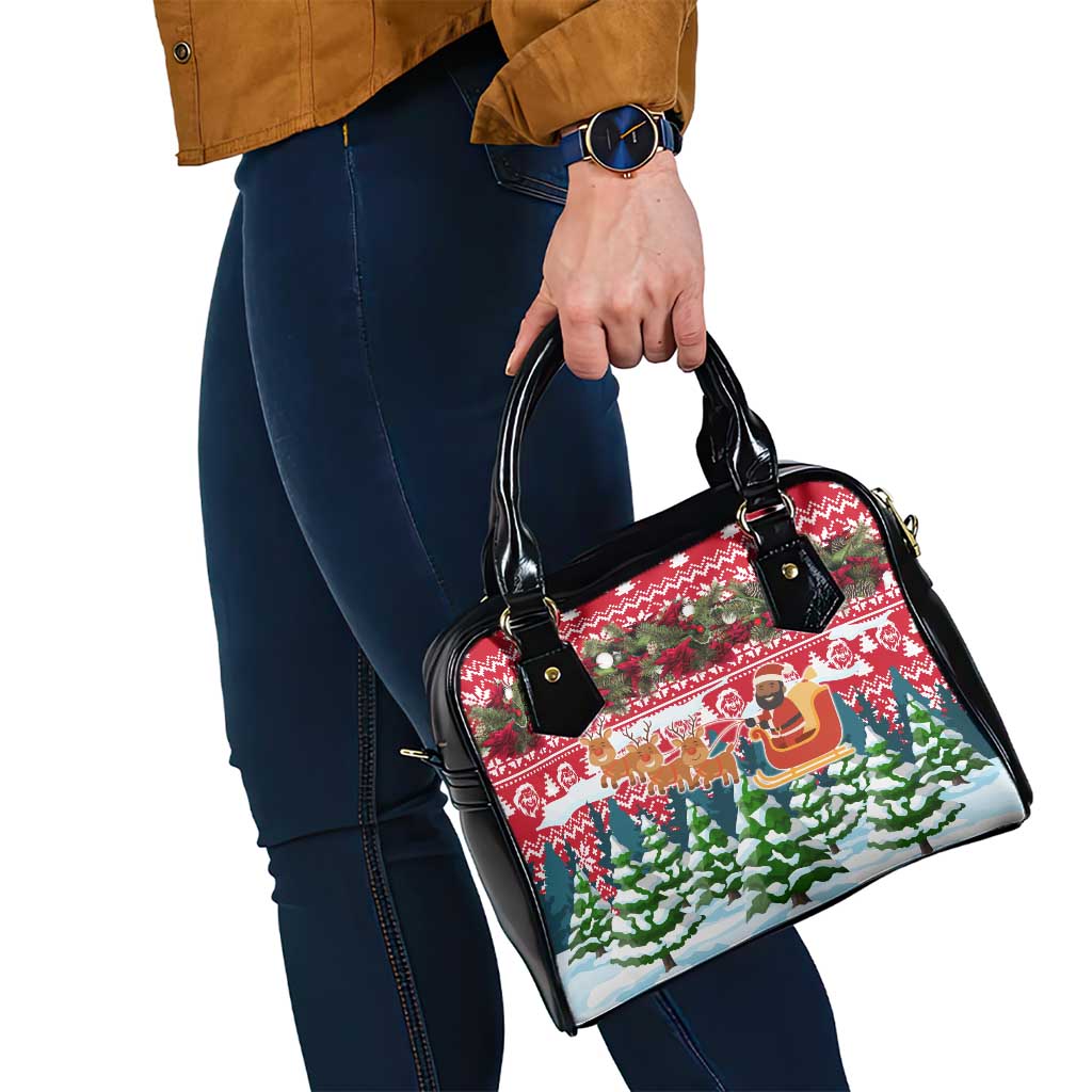 Guinea Bissau Christmas Shoulder Handbag with Santa Sleigh Reindeer Forest and National Flag Design - Wonder Print Shop