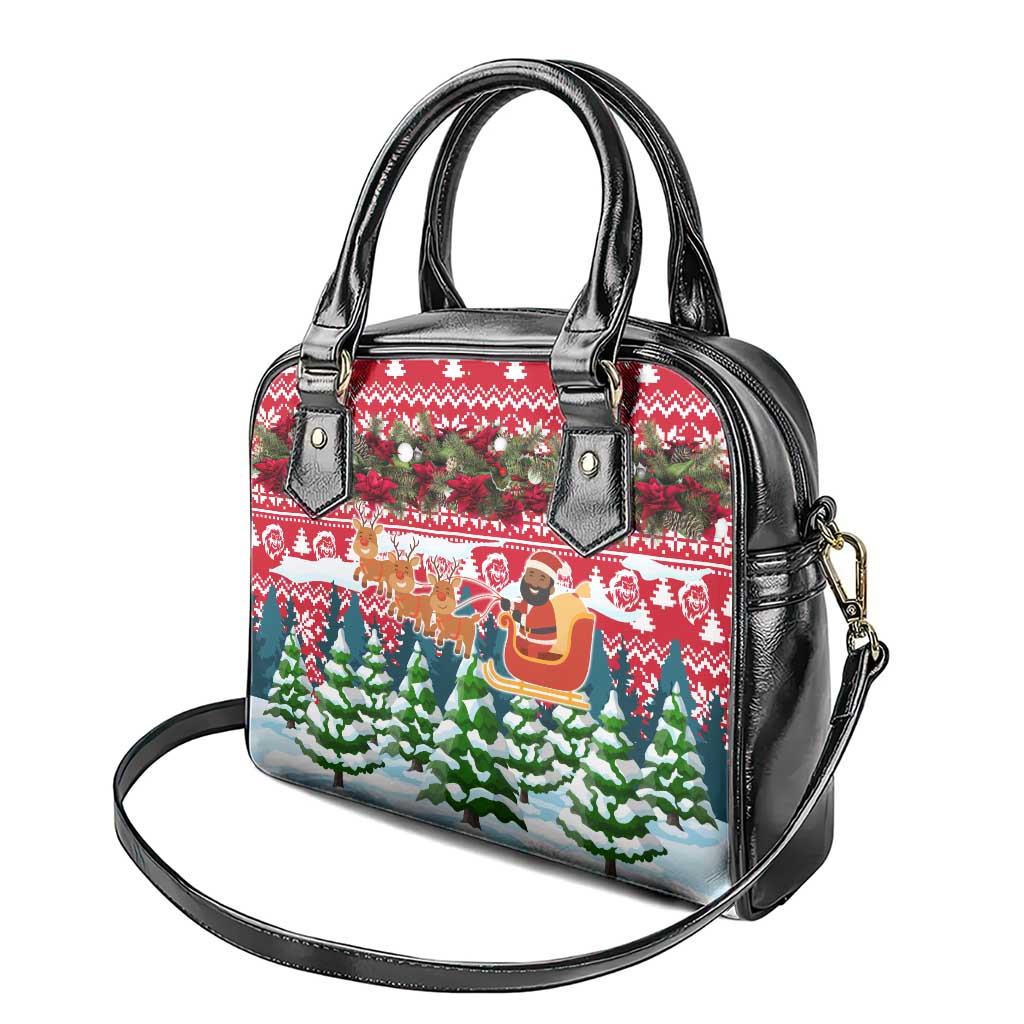 Guinea Bissau Christmas Shoulder Handbag with Santa Sleigh Reindeer Forest and National Flag Design - Wonder Print Shop