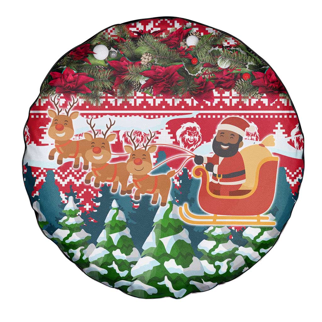 Guinea Bissau Christmas Spare Tire Cover with Santa Sleigh Reindeer Forest and National Flag Design - Wonder Print Shop
