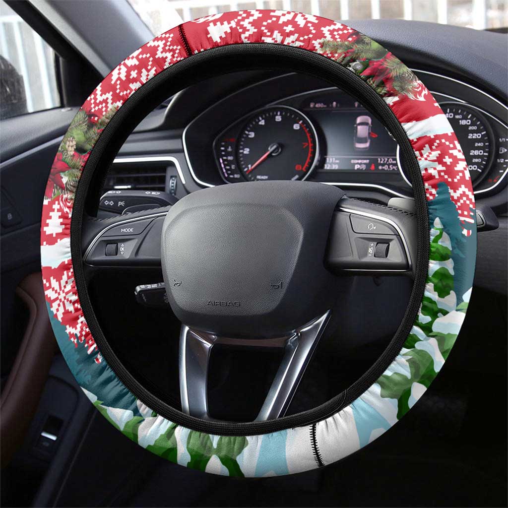 Guinea Bissau Christmas Steering Wheel Cover with Santa Sleigh Reindeer Forest and National Flag Design - Wonder Print Shop