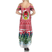 Guinea Bissau Christmas Summer Maxi Dress with Santa Sleigh Reindeer Forest and National Flag Design - Wonder Print Shop