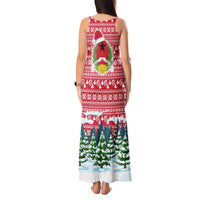 Guinea Bissau Christmas Tank Maxi Dress with Santa Sleigh Reindeer Forest and National Flag Design - Wonder Print Shop