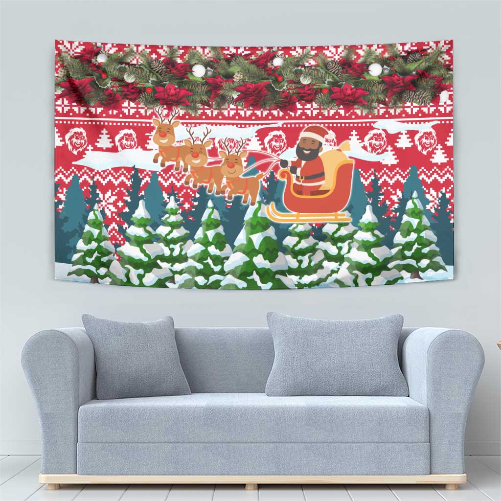 Guinea Bissau Christmas Tapestry with Santa Sleigh Reindeer Forest and National Flag Design - Wonder Print Shop