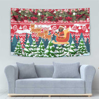 Guinea Bissau Christmas Tapestry with Santa Sleigh Reindeer Forest and National Flag Design - Wonder Print Shop