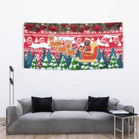 Guinea Bissau Christmas Tapestry with Santa Sleigh Reindeer Forest and National Flag Design - Wonder Print Shop