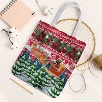Guinea Bissau Christmas Tote Bag with Santa Sleigh Reindeer Forest and National Flag Design - Wonder Print Shop