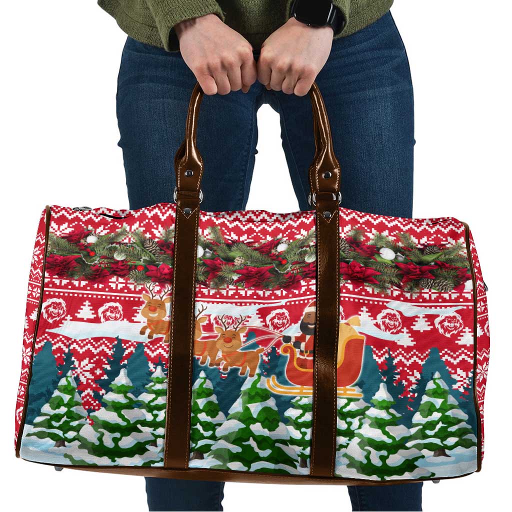 Guinea Bissau Christmas Travel Bag with Santa Sleigh Reindeer Forest and National Flag Design - Wonder Print Shop