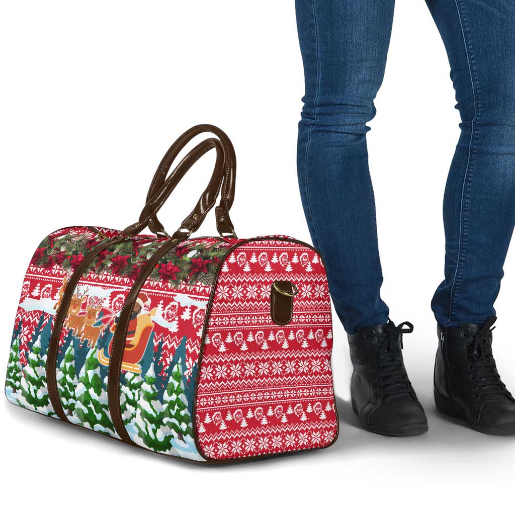Guinea Bissau Christmas Travel Bag with Santa Sleigh Reindeer Forest and National Flag Design - Wonder Print Shop