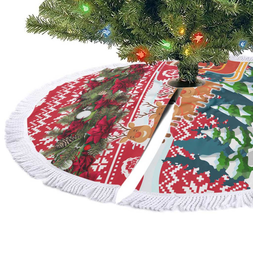Guinea Bissau Christmas Tree Skirt with Santa Sleigh Reindeer Forest and National Flag Design - Wonder Print Shop