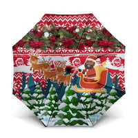 Guinea Bissau Christmas Umbrella with Santa Sleigh Reindeer Forest and National Flag Design - Wonder Print Shop