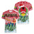 Guinea Bissau Christmas Women V-Neck T-Shirt with Santa Sleigh Reindeer Forest and National Flag Design - Wonder Print Shop