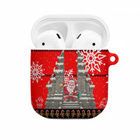 Indonesia Christmas AirPods Case with Santa Temple Snowflakes and Red Candy Cane Pattern - Wonder Print Shop