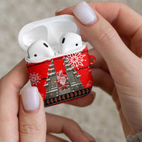 Indonesia Christmas AirPods Case with Santa Temple Snowflakes and Red Candy Cane Pattern - Wonder Print Shop