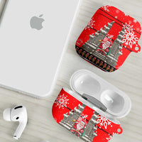 Indonesia Christmas AirPods Case with Santa Temple Snowflakes and Red Candy Cane Pattern - Wonder Print Shop