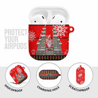 Indonesia Christmas AirPods Case with Santa Temple Snowflakes and Red Candy Cane Pattern - Wonder Print Shop