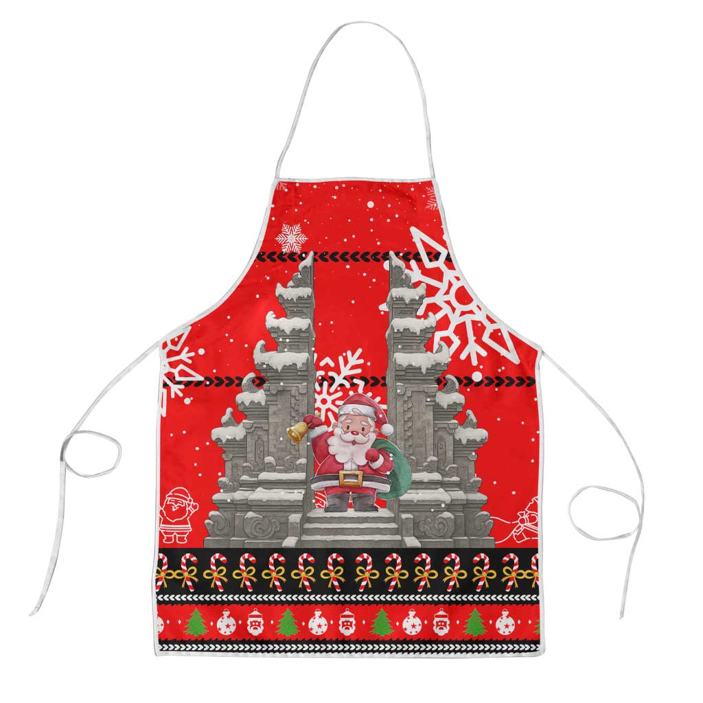 Indonesia Christmas Apron with Santa Temple Snowflakes and Red Candy Cane Pattern - Wonder Print Shop