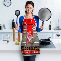 Indonesia Christmas Apron with Santa Temple Snowflakes and Red Candy Cane Pattern - Wonder Print Shop