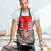 Indonesia Christmas Apron with Santa Temple Snowflakes and Red Candy Cane Pattern - Wonder Print Shop