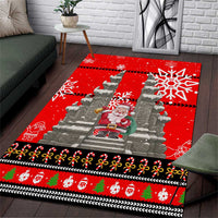 Indonesia Christmas Area Rug with Santa Temple Snowflakes and Red Candy Cane Pattern - Wonder Print Shop