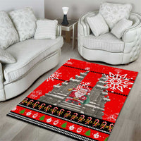 Indonesia Christmas Area Rug with Santa Temple Snowflakes and Red Candy Cane Pattern - Wonder Print Shop