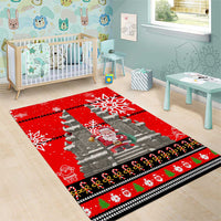 Indonesia Christmas Area Rug with Santa Temple Snowflakes and Red Candy Cane Pattern - Wonder Print Shop