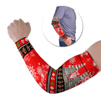 Indonesia Christmas Arm Sleeves with Santa Temple Snowflakes and Red Candy Cane Pattern - Wonder Print Shop