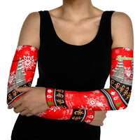 Indonesia Christmas Arm Sleeves with Santa Temple Snowflakes and Red Candy Cane Pattern - Wonder Print Shop