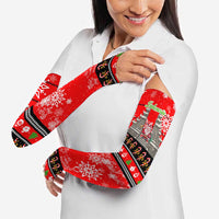 Indonesia Christmas Arm Sleeves with Santa Temple Snowflakes and Red Candy Cane Pattern - Wonder Print Shop