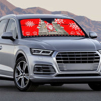 Indonesia Christmas Auto Sun Shade with Santa Temple Snowflakes and Red Candy Cane Pattern - Wonder Print Shop