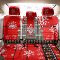 Indonesia Christmas Back Car Seat Cover with Santa Temple Snowflakes and Red Candy Cane Pattern - Wonder Print Shop