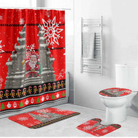 Indonesia Christmas Bathroom Set with Santa Temple Snowflakes and Red Candy Cane Pattern - Wonder Print Shop