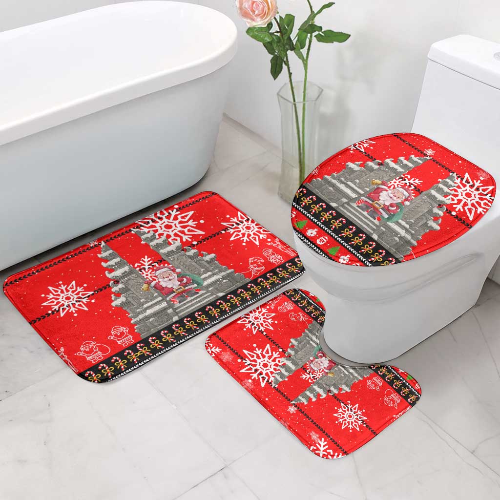 Indonesia Christmas Bathroom Set with Santa Temple Snowflakes and Red Candy Cane Pattern - Wonder Print Shop
