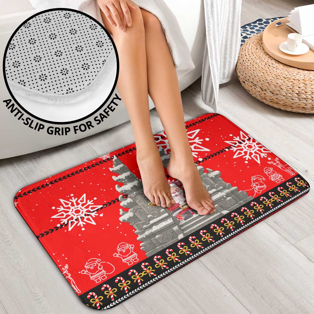 Indonesia Christmas Bathroom Set with Santa Temple Snowflakes and Red Candy Cane Pattern - Wonder Print Shop