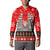 Indonesia Christmas Button Sweatshirt with Santa Temple Snowflakes and Red Candy Cane Pattern - Wonder Print Shop
