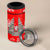 Indonesia Christmas 4 in 1 Can Cooler Tumbler with Santa Temple Snowflakes and Red Candy Cane Pattern - Wonder Print Shop