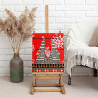 Indonesia Christmas Canvas Wall Art with Santa Temple Snowflakes and Red Candy Cane Pattern - Wonder Print Shop