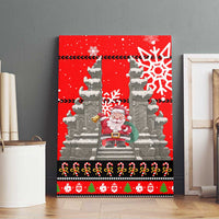 Indonesia Christmas Canvas Wall Art with Santa Temple Snowflakes and Red Candy Cane Pattern - Wonder Print Shop