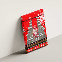 Indonesia Christmas Canvas Wall Art with Santa Temple Snowflakes and Red Candy Cane Pattern - Wonder Print Shop