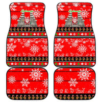 Indonesia Christmas Car Mats with Santa Temple Snowflakes and Red Candy Cane Pattern - Wonder Print Shop