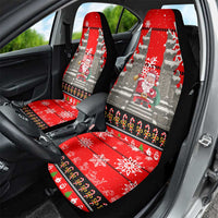 Indonesia Christmas Car Seat Cover with Santa Temple Snowflakes and Red Candy Cane Pattern - Wonder Print Shop