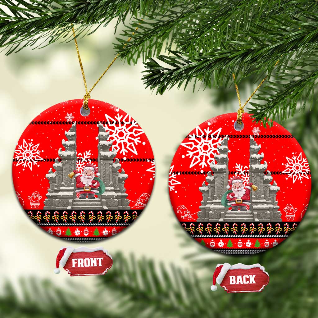 Indonesia Christmas Ceramic Ornament with Santa Temple Snowflakes and Red Candy Cane Pattern - Wonder Print Shop