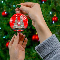 Indonesia Christmas Ceramic Ornament with Santa Temple Snowflakes and Red Candy Cane Pattern - Wonder Print Shop