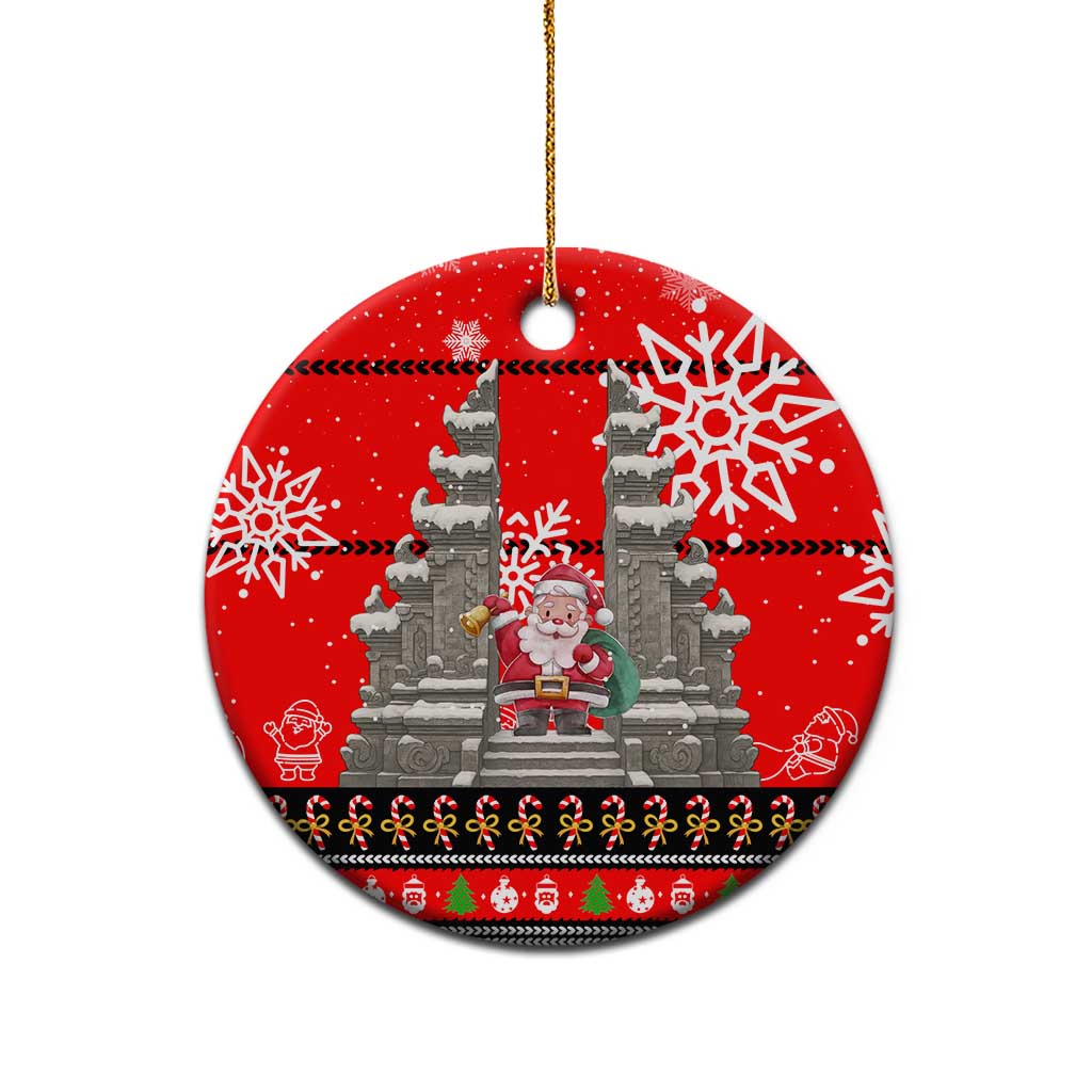 Indonesia Christmas Ceramic Ornament with Santa Temple Snowflakes and Red Candy Cane Pattern - Wonder Print Shop