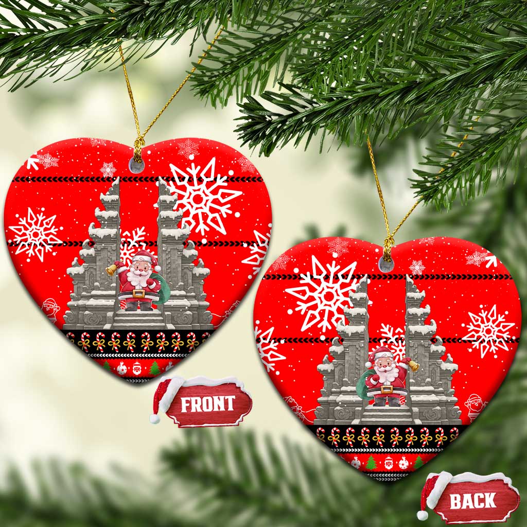 Indonesia Christmas Ceramic Ornament with Santa Temple Snowflakes and Red Candy Cane Pattern - Wonder Print Shop